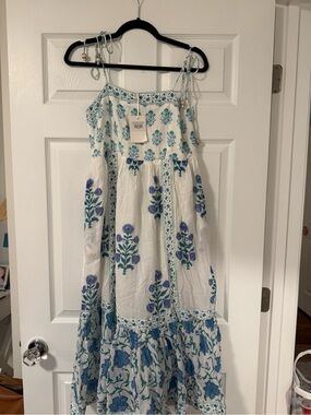 Oliphant Terra blue tie strap midi, size M, NWT